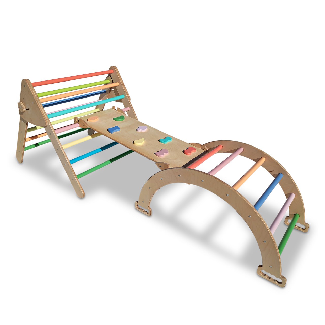 Montessori Indoor Climbing Set (Arch+Ramp+Board) Pastel Large
