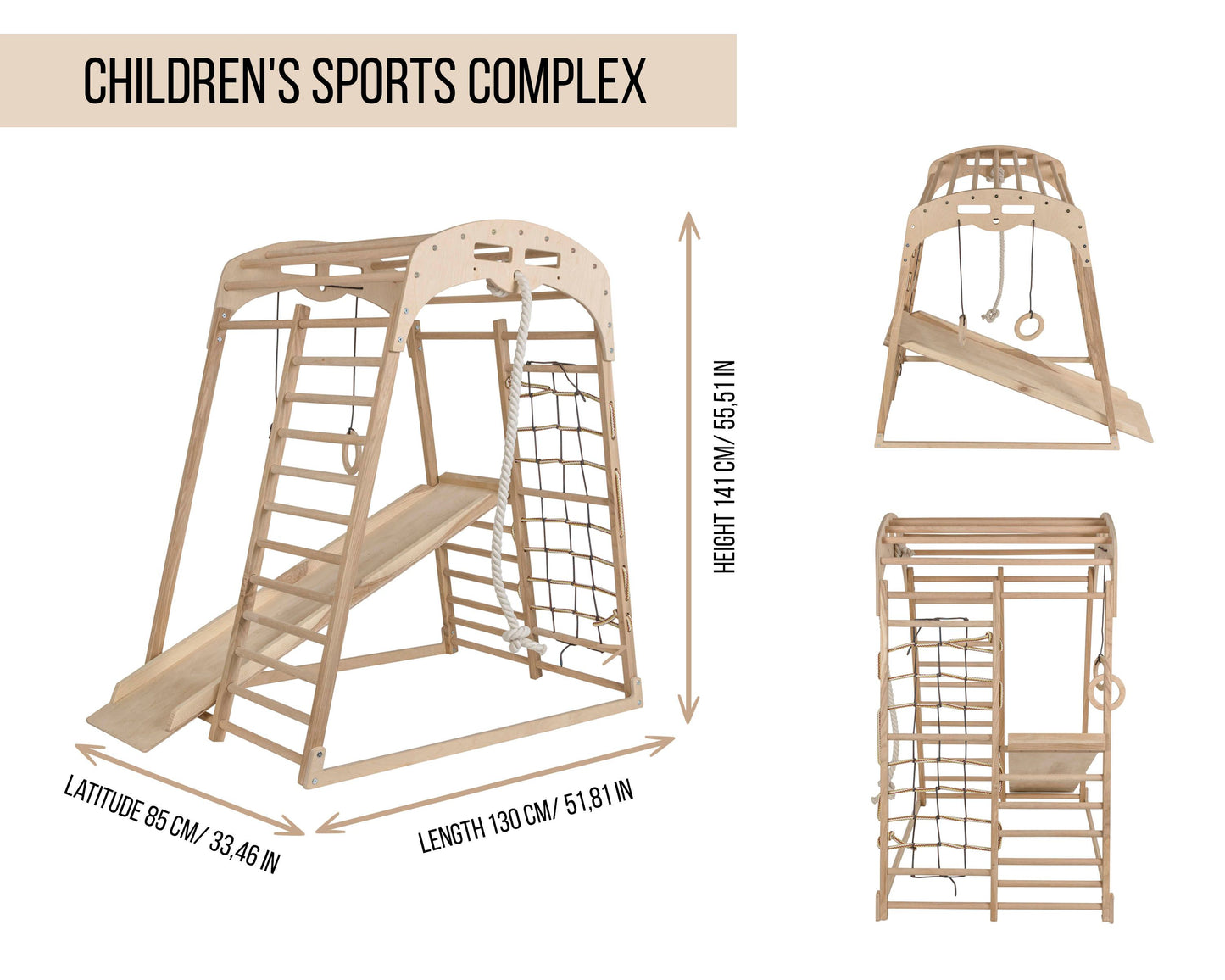 Faltbares Indoor-Kletterspielset aus Holz (Set 8 in 1)
