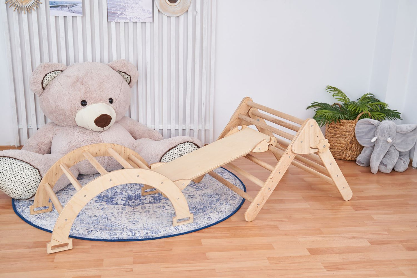 Set aus drei Pikler-Dreieck + Rampe + Bogen (Mini)