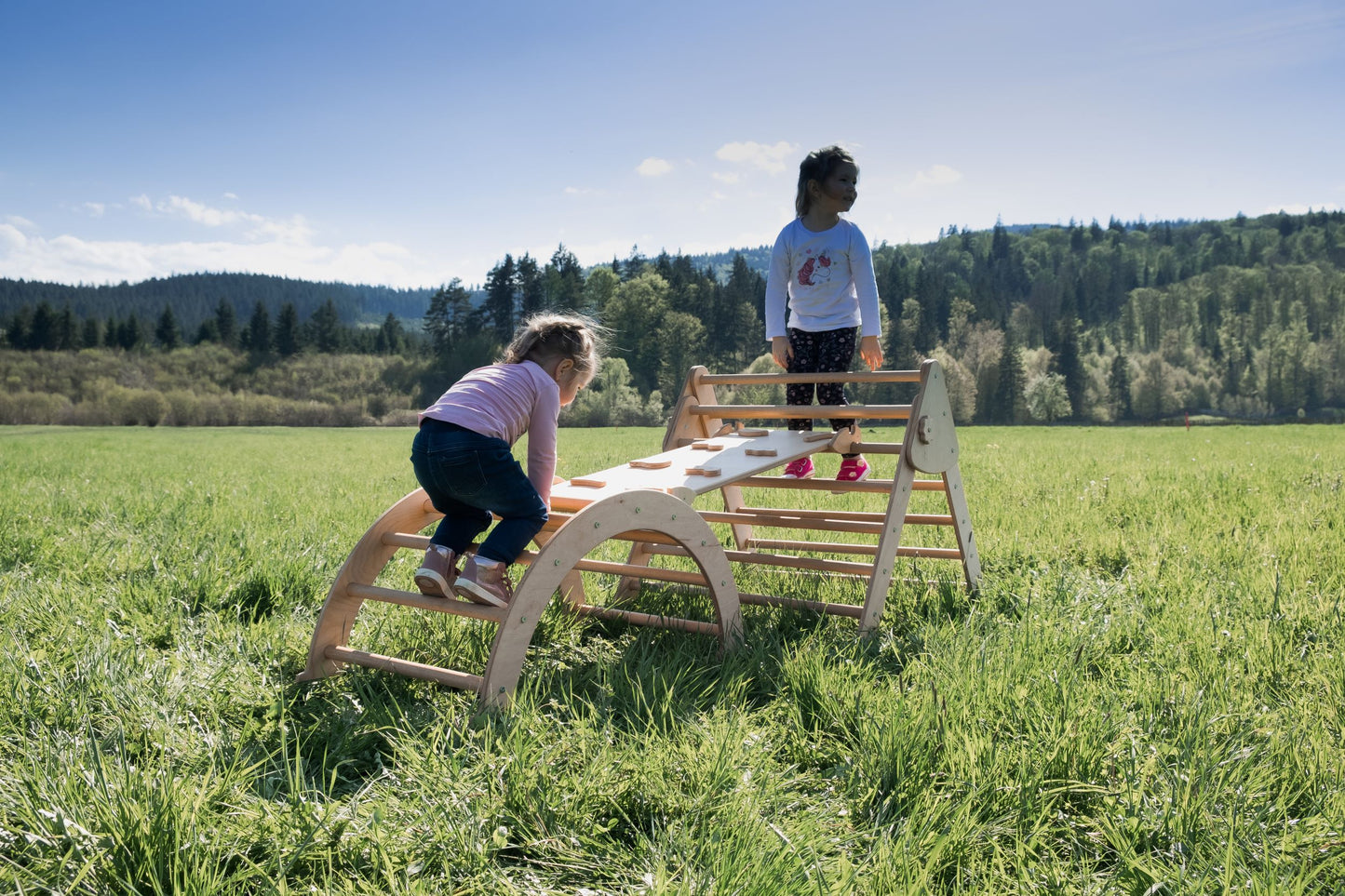 Set aus drei Pikler-Dreieck + Rampe + Bogen (groß)