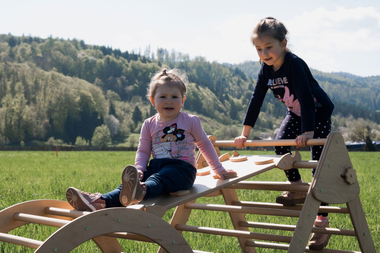 Set aus drei Pikler-Dreieck + Rampe + Bogen (groß)
