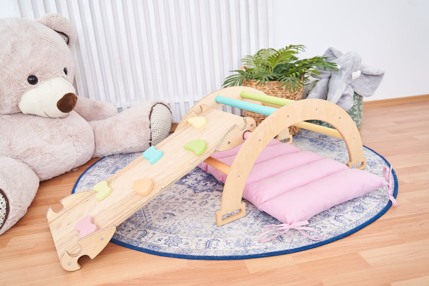 Montessori Climbing Board Arch Set (Arch+Ramp+Cushion) Pastel