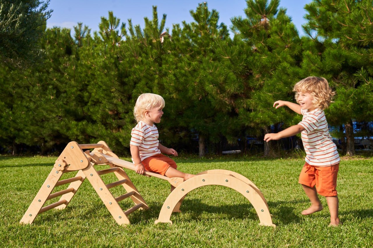 Set aus drei Pikler-Dreieck + Rampe + Bogen (Mini)