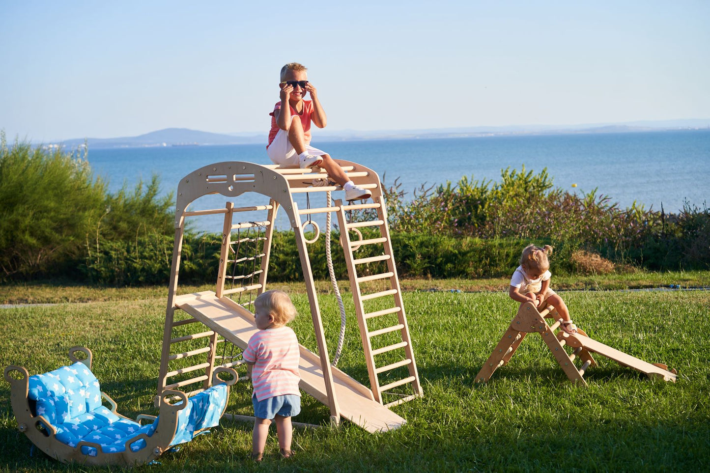 Faltbares Indoor-Kletterspielset aus Holz (Set 8 in 1)