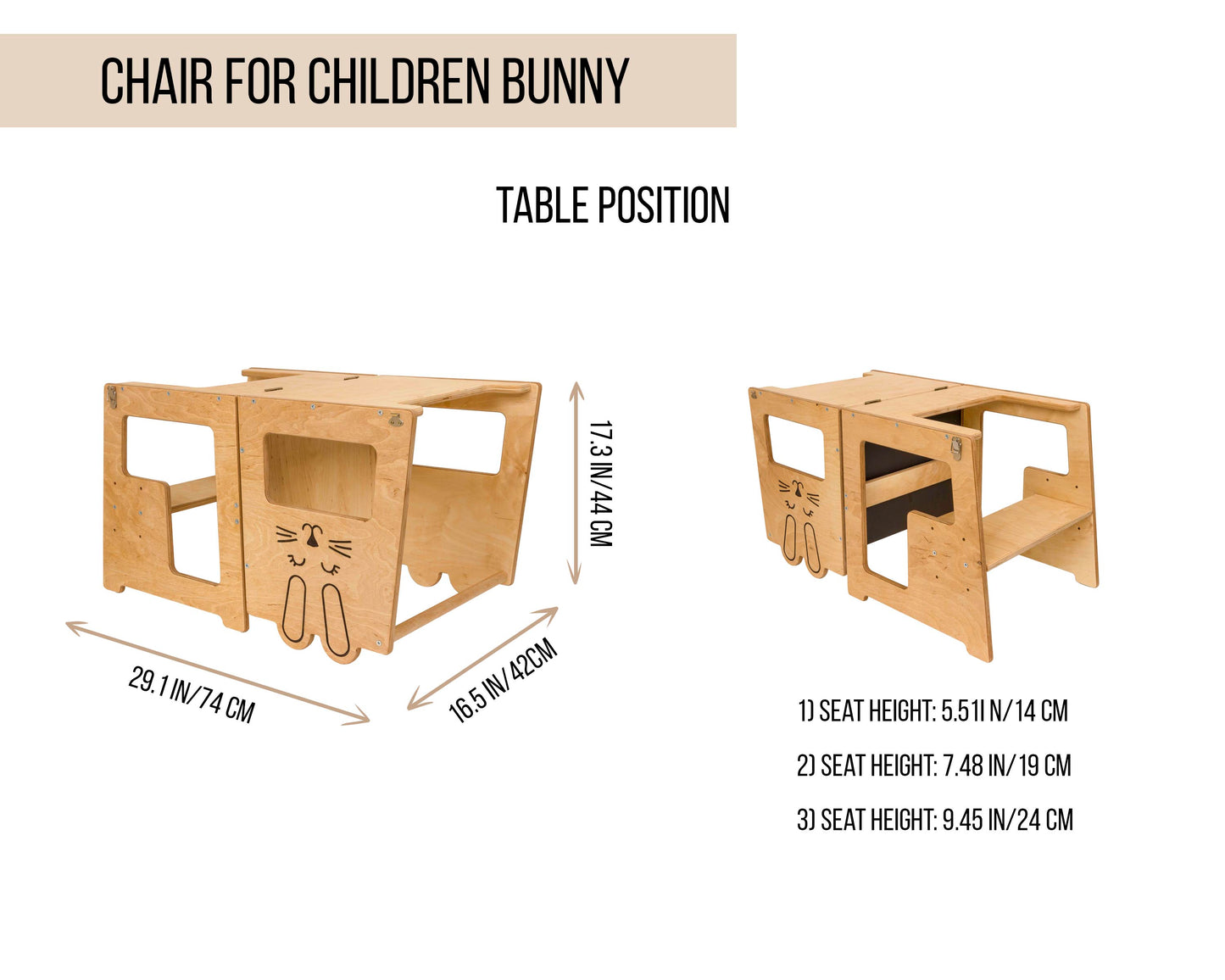 Der 3 in 1: Küchenturm, Tisch & Stuhl All-in-One (Bunny)