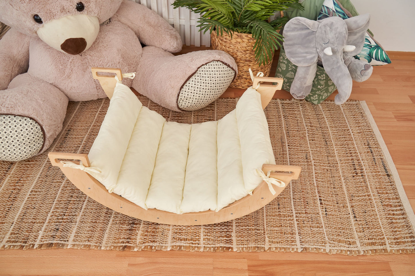 Montessori Baby Rocker Set Arch + Cushion (Min) wood